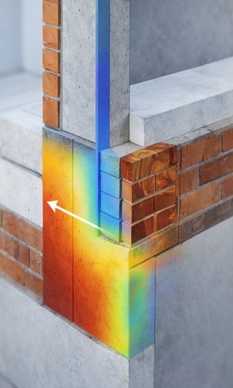 Detaillierte Wärmebrückenberechnung am Fassadenanschluss (2D/3D)